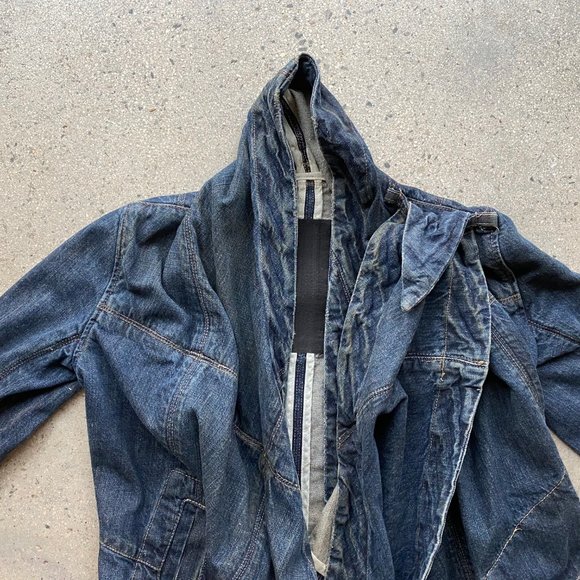 DRKSHDW Distressed Denim Drape Front Jacket - Sm - Picture 3 of 9